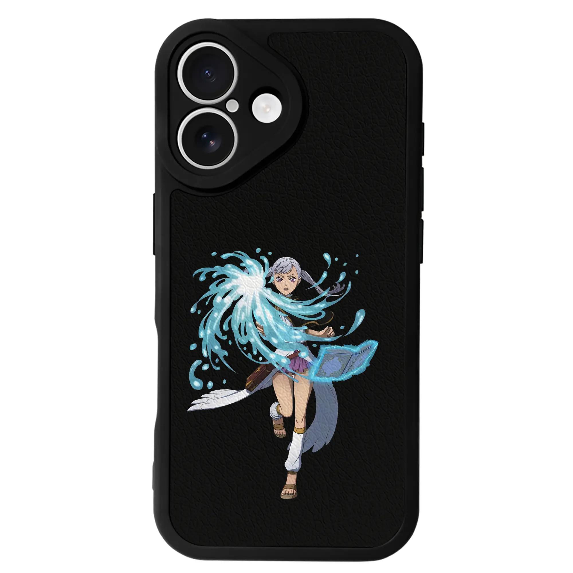 ブラッククローバー グッズ ノエル・シルヴァ - IPhone 16シリーズ対応 ・ シリコンスマホケース ・ レザー調 ・ 高精度フィット ・ 耐衝撃 ・ ワイヤレス充電対応 ・ 精密カット